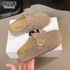 Sandalias cerradas tipo Birkenstock para exteriores, de cuero genuino, sin cordones, para mujer, nuevo modelo otoño 2026, con suela suave, suela gruesa, zapatos sin cordones que aumentan la altura