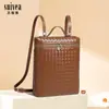 Mochila de Cor Sólida com Textura de Grande Capacidade Tecida à Mão Casual para o Dia a Dia Bolsa de Ombro Elegante e Requintada