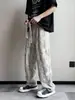 Pantalones casuales de pana de moda para hombre con estampado completo de letras, pantalones finos de primavera/otoño, pantalones largos rectos holgados vintage
