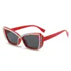 Óculos de Sol Cat-Eye com Pedras de Diamante Transfronteiriços, Óculos de Sol da Moda Europeia e Americana para Festas, Óculos de Sol Anti-UV de Alta Qualidade