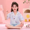 Pijama Nuevo para Niñas 2025 Verano Delgado Manga Corta Niños Niñitas Verano Bebé Conjunto Ropa para Casa Exterior