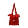 Bolsa de Lona de Mano con Pliegues y Volantes Estilo Ins de Corea del Sur Dulce Linda Bolso de Hombro de Chifón Bolso Tote de Gran Capacidad para Mujer