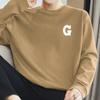 Camiseta de algodón americano pesado de 260 g para hombre, de manga larga, con base interior, estampada con letras, de algodón para otoño