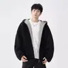 Sudadera cárdigan, estilo japonés moderno, versátil, simple, casual, color liso, con capucha, sudadera con doble cremallera, popular