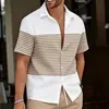 Camisa masculina de manga curta com listras contrastantes estilo havaiano, camisa casual de praia, fábrica de origem, dropshipping