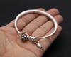 Pulseira de prata esterlina S999, joias de pé, atacado, para mulheres, retrô, família, vento, textura fosca, pulseira telescópica de lótus