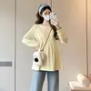 Nueva Ropa de Maternidad Moda Primavera y Otoño Holgada Casual Adelgazante Camisa para Capas Internas Top de Maternidad