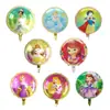 Al por mayor una variedad de globos de película de aluminio de 18 pulgadas con forma de bola redonda, corazón, Princesa Sofía, Sirena, juguetes de cumpleaños para niña de bebé