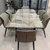 Conjunto de Mesa de Jantar e Cadeiras Ardósia Brilhante para Apartamentos Pequenos, Mesa de Jantar Simples, Estilo Levemente Luxuoso, Mesa de Jantar Estilo Italiano, Atacado de Fábrica