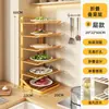 Estante de preparación de cocina, de pared para el hogar, multicapa, plegable, con bandejas para servir, estante de almacenamiento multifuncional, organizador de platos para fondue