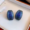Pendientes Ovalados Geométricos de Zirconia Vintage de Aguja Plateada, Pendientes de Moda de Lujo Ligero de Alta Gama, Accesorios para Orejas Simples y Versátiles
