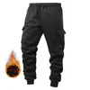 Pantalones Cargo con Forro de Polar para Otoño e Invierno para Hombre, Pantalones Jogger Engrosados, Pantalones Versátiles de Polar, Pantalones Casuales, Pantalones para Exteriores