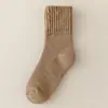 Calcetines de Rizo Transfronterizos de Otoño e Invierno para Mujer, Calcetines de Media Caña, Calcetines Gruesos y Cálidos para Dormir, Calcetines de Maternidad de Invierno con Forro Polar de Color Sólido para Mujer