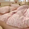 Juego de ropa de cama de algodón puro de cuatro piezas, grado A para maternidad e infantil, funda de edredón de gasa de doble capa, sábana plana, sábana ajustable, juego de ropa de cama de tres piezas para dormitorio