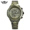 Novo Vencedor Estilo Europeu e Americano Moda Masculina Casual Bronze Antigo Oco Automático Mecânico Relógio