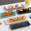 Prato retangular vertical para sushi, prato para churrasco ocidental, prato para lanche, prato para lanche de cozinha japonesa, prato para chá da tarde, prato de plástico pp