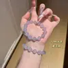 Pulseiras de Cristal Natural Calcedônia Violeta Lavanda Fio Único Múltiplos Fios Empilháveis Pulseiras de Contas
