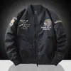 Jaqueta Aviador Masculina de Primavera e Outono Jaqueta de Beisebol Bordada Casaco Casual Americano Jaqueta de Trabalho Tendência