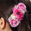 Acessórios Transfronteiriços Europeus e Americanos, Pente de Cabelo e Grampo de Cabelo Doces com Flores Artificiais, Ornamento de Cabelo de Flor Estilo Férias Boêmio com Franjas