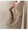 Botines de Tobillo para Mujer con Tacón Grueso, Puntiagudos, de Gamuza, Estilo Nuevo Otoño/Invierno 2026, Forrados de Borrego, Delgados, de Moda