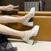 Sapatos de camada única com salto alto para mulheres 2023 Primavera e Outono Novo estilo coreano salto grosso bico quadrado retro francês sapatos Mary Jane para mulheres