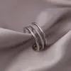Anillo Abierto Multicapa con Incrustaciones de Diamantes para Mujer, Anillo de Moda, Estilo de Nicho de Alta Gama, Joyería Ajustable, Más Vendido