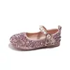 Sapatos de Princesa para Meninas 2026 Nova Coleção Primavera/Outono Sapatos de Performance Infantil Sapatos com Lantejoulas e Cristais Mocassins Baixos para Meninas