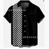 Camisa Corta Nueva de Comercio Exterior Transfronteriza Fábrica de Impresión 3D Venta Directa Wholesale Personalizada Camisa de Botones de Poliéster Cuadros Verano