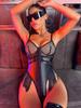 Fornecimento transfronteiriço Comércio exterior europeu e americano Lingerie sexy feminina apertada couro sintético peça única zíper transparente roupa íntima 8209