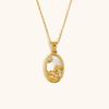 Colar Cruzado Europeu e Americano com Pingente de Concha de Diamante Constelação Aço Inoxidável Banhado a Ouro 18K Geométrico Oval Nicho Colar Versátil para Mulheres