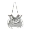 Bolsa de Corrente Acolchoada Estilo Coreano para Comércio Exterior, Bolsa Saco Simples e Fashion, Versátil Nova Bolsa de Ombro Casual Elegante para o Dia a Dia