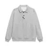 Yidao Vintage Otoño 2026 Nueva Colección: Sudadera Minimalista Estilo Old Money con Cuello Polo para Hombre, Color Sólido, Corte Holgado, Jersey con Cuello Solapa