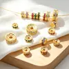 Chapado en oro de 18K14K, fuerte retención del color, incrustado con circonita de colores, cuentas de rueda martilladas, cuentas espaciadoras, cuentas sueltas, accesorios DIY para pulseras, collares y brazaletes
