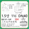 Válvula de esfera roscada de duas peças em aço inoxidável 304 q11f-16 plataforma alta rosca interna WOG alta temperatura robusta 2PC