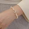 Pulseira de Pérola Natural para Mulheres, Luxo Leve, Nicho, Pulseira Exquisita com Contas de Lua, Joia Que Faz as Mãos Parecerem Mais Claras