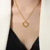 Nueva moda transfronteriza diseño de nicho simple todo a juego amor titanio acero chapado en oro colgante cadena de clavícula collar joyería para mujeres