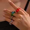 Anillos redondos y cuadrados de resina con incrustaciones de diamantes transfronterizos europeos y americanos, anillos sencillos y elegantes para el dedo índice, joyería exquisita y versátil para mujer al por mayor