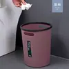 Lixeira Grande de PP Espessado para Cozinha e Banheiro de Casa, Redonda com Anel de Fixação, Cesto de Papel Portátil, Lixeira Simples de Armazenamento