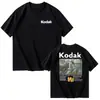 Camiseta Gráfica Logo Arco-Íris Abertura Câmera Kodak Masculina Algodão Vintage Street Preta 2026 Nova