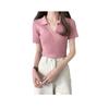 Tejidos de Punto de Primavera y Verano para Mujer 2025 Nuevas Camisetas Cortas de Fondo con Cuello en V Slim Casual de Manga Corta Tops Chic de Estilo Coreano