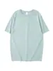 Algodão de Xinjiang 300g Verde Gelo Pesado Algodão Puro Gola Redonda Manga Curta Camiseta Masculina Casual Americana Cor Sólida Solta Camiseta Verão
