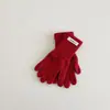 Guantes de Invierno Qiunan para Niños, Guantes con Dedos de Color Caramelo y Lazo, Guantes Cálidos de Cinco Dedos para Niñas, Guantes para Bebé