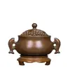Horno de Aromaterapia de Latón para Piscis con Base y Tapa para Hogar Interior Zen Binaural Sándalo Madera de Agarwood Incienso Adorno de Incienso