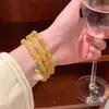 Nuevo Pulsera de Piedras Multicolor Estilo Chino para Mujer, Diseño de Nicho Ins, Colección de Pulseras Dulces y Sencillas para Apilar