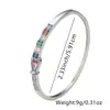 Pulsera de Cobre Incrustado con Circonita de Colores del Distrito de Lu para Mujer Estilo Ins de Nicho de Lujo Ligero Europeo y Americano Pulsera de Diseño Avanzado Venta al por Mayor