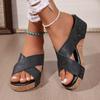 Boutique de Moda de Verano Sandalias de Plataforma para Mujer Cuero de Alta Calidad Corcho Suave Elástico Cómodo Antideslizante Sandalias para Mujer