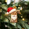 Nuevo Colgante Plano de Acrílico con Letra de Jengibre de Santa Claus Adornos para Árbol de Navidad Adornos Festivos