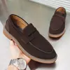 AH02 Zapatos de Hombre de Moda Mocasines de Piel Genuina Slip-On Gamuza Transpirables Suaves Mocasines Casuales de Negocios para Hombre
