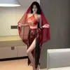 Ropa Interior Sexy Traje Antiguo Estilo de Corte Vestido Han Puro Traje de Banda para el Vientre Bordado Clásico Sexy Falda de Vuelo Libre Transparente