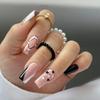 Transfronteiriço Preto e Branco Amor Dia dos Namorados Unhas Postiças Linha Média Longa Doce Cool Wear Armadura Europeia e Americana Simples Peça de Unha Personalizada